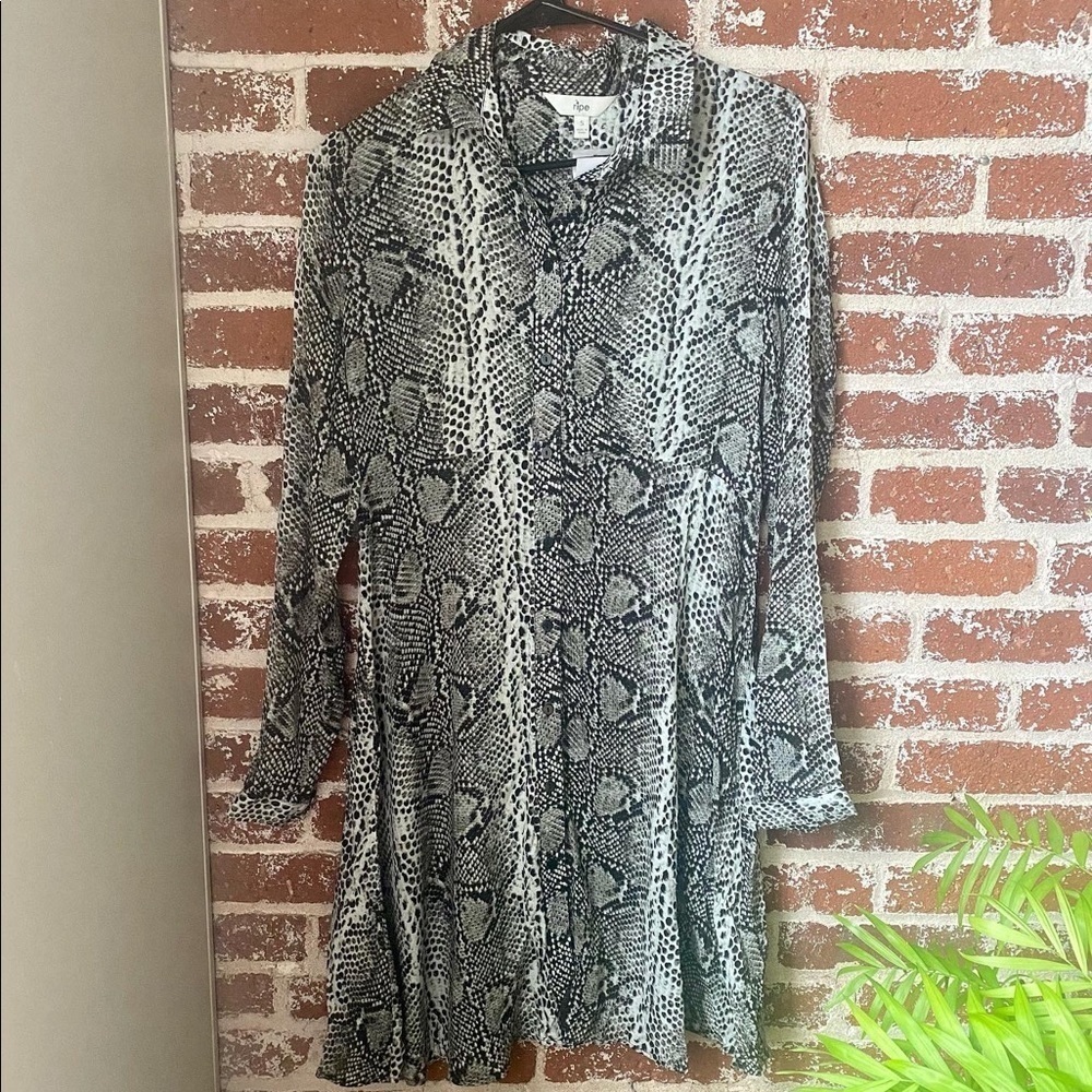 Ripe Snakeskin Black, White & Gray Long Sleeve Dress
